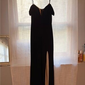 Classic Black Wide-Leg formal dresswith Front Slit